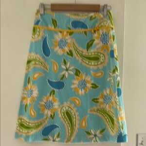 Floral Paisley A-Line Skirt - Blue and Green